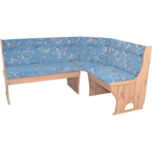 Eckbank HOFMANN LIVING AND MORE Sitzbänke Gr. B/H/T: 165 cm x 85 cm x 58 cm, Polyester, langer Schenkel beidseitig montierbar, blau (blau, eiche, nachbildung) Eckbänke