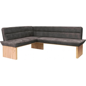 Eckbank HOME AFFAIRE Beluna Polsterbank, Sitzecke, grau (dunkelgrau, decor wotan eiche), B:210cm H:89cm T:169cm, Polyester, Sitzbänke, mit Wellenunterfederung im Sitz, TOPSELLER, Topseller