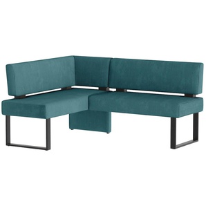 Eckbank HOME AFFAIRE Oliver mit Metallgestell, Küchenbank, blau (blau (castello 8631), schwarz), B:180cm H:89cm T:140cm, Massivholz, Holzwerkstoff, Polyester, Sitzbänke, verschiedene Bezüge Cord Esszimmerbank OTTOs Choice, Topseller