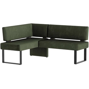 Eckbank HOME AFFAIRE Oliver mit Metallgestell, Küchenbank, grün (dunkelgrün (castello 8641), schwarz), B:180cm H:89cm T:140cm, Massivholz, Holzwerkstoff, Polyester, Sitzbänke, verschiedene Bezüge Cord Esszimmerbank OTTOs Choice, Topseller