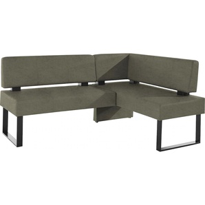 Eckbank HOME AFFAIRE Oliver mit Metallgestell, Küchenbank, grün (khakifarben (arizona 4421), schwarz), B:180cm H:89cm T:140cm, Massivholz, Holzwerkstoff, Polyester, Sitzbänke, verschiedene Bezüge Cord Esszimmerbank OTTOs Choice, Topseller