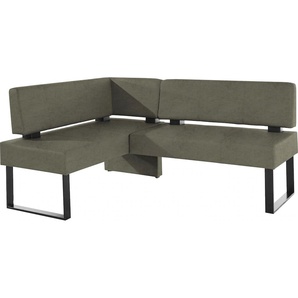 Eckbank HOME AFFAIRE Oliver mit Metallgestell, Küchenbank, grün (khakifarben (arizona 4421), schwarz), B:180cm H:89cm T:140cm, Massivholz, Holzwerkstoff, Polyester, Sitzbänke, verschiedene Bezüge Cord Esszimmerbank OTTOs Choice, Topseller