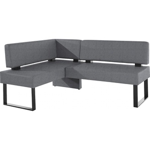 Eckbank HOME AFFAIRE Oliver mit Metallgestell, Küchenbank, grau (dunkelgrau (fantasy 8201), schwarz), B:180cm H:89cm T:140cm, Massivholz, Holzwerkstoff, Polyester, Sitzbänke, verschiedene Bezüge Cord Esszimmerbank OTTOs Choice, Topseller