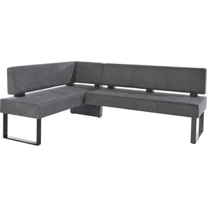 Eckbank HOME AFFAIRE Oliver mit Metallgestell, Küchenbank, grau (grau, schwarz), B:180cm H:89cm T:140cm, Massivholz, Holzwerkstoff, Polyester, Sitzbänke, verschiedene Bezüge Cord Esszimmerbank OTTOs Choice, Topseller