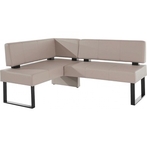 Eckbank HOME AFFAIRE Oliver mit Metallgestell, Küchenbank, beige (beige, schwarz), B:200cm H:89cm T:160cm, Massivholz, Holzwerkstoff, Polyester, Sitzbänke, verschiedene Bezüge Cord Esszimmerbank OTTOs Choice, Topseller