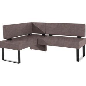 Eckbank HOME AFFAIRE Oliver mit Metallgestell, Küchenbank, braun (dunkelbraun (arizona 4412), schwarz), B:200cm H:89cm T:160cm, Massivholz, Holzwerkstoff, Polyester, Sitzbänke, verschiedene Bezüge Cord Esszimmerbank OTTOs Choice, Topseller