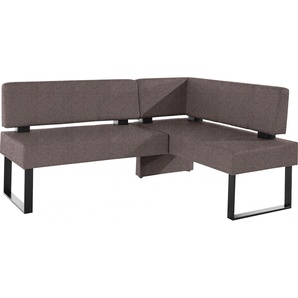Eckbank HOME AFFAIRE Oliver mit Metallgestell, Küchenbank, braun (dunkelbraun (capulet 4007), schwarz), B:200cm H:89cm T:160cm, Massivholz, Holzwerkstoff, Polyester, Sitzbänke, verschiedene Bezüge Cord Esszimmerbank OTTOs Choice, Topseller