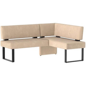 Eckbank HOME AFFAIRE Oliver mit Metallgestell, Küchenbank, weiß (beige (castello 8622), schwarz), B:220cm H:89cm T:160cm, Massivholz, Holzwerkstoff, Polyester, Sitzbänke, verschiedene Bezüge Cord Esszimmerbank OTTOs Choice, Topseller