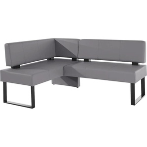 Eckbank HOME AFFAIRE Oliver mit Metallgestell, Küchenbank, grau (grau, schwarz), B:220cm H:89cm T:160cm, Massivholz, Holzwerkstoff, Polyester, Sitzbänke, verschiedene Bezüge Cord Esszimmerbank OTTOs Choice, Topseller