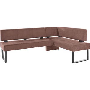 Eckbank HOME AFFAIRE Oliver mit Metallgestell, Küchenbank, braun (braun, schwarz), B:220cm H:89cm T:160cm, Massivholz, Holzwerkstoff, Polyester, Sitzbänke, verschiedene Bezüge Cord Esszimmerbank OTTOs Choice, Topseller