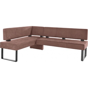Eckbank HOME AFFAIRE Oliver mit Metallgestell, Küchenbank, braun (braun, schwarz), B:220cm H:89cm T:160cm, Massivholz, Holzwerkstoff, Polyester, Sitzbänke, verschiedene Bezüge Cord Esszimmerbank OTTOs Choice, Topseller