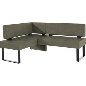 Eckbank HOME AFFAIRE Oliver mit Metallgestell, Küchenbank, grün (khakifarben (arizona 4421), schwarz), B:220cm H:89cm T:160cm, Massivholz, Holzwerkstoff, Polyester, Sitzbänke, verschiedene Bezüge Cord Esszimmerbank OTTOs Choice, Topseller