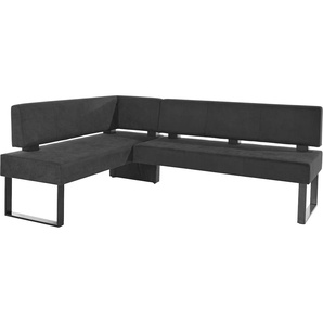 Eckbank HOME AFFAIRE Oliver mit Metallgestell, Küchenbank, schwarz (schwarz, schwarz), B:220cm H:89cm T:160cm, Massivholz, Holzwerkstoff, Polyester, Sitzbänke, verschiedene Bezüge Cord Esszimmerbank OTTOs Choice, Topseller