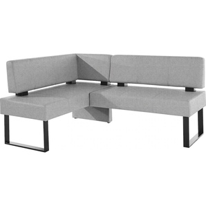 Eckbank HOME AFFAIRE Oliver mit Metallgestell, Küchenbank, grau (hellgrau (capulet 4003), schwarz), B:220cm H:89cm T:160cm, Massivholz, Holzwerkstoff, Polyester, Sitzbänke, verschiedene Bezüge Cord Esszimmerbank OTTOs Choice, Topseller