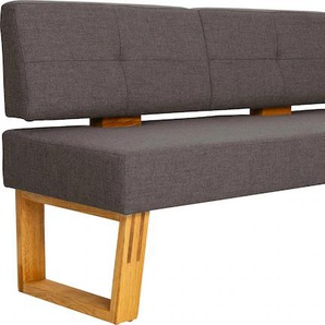 Eckbank HOME AFFAIRE Ponza Polsterbank, Esszimmerbank, braun (eiche geoelt, braun, natur), B:201cm H:85cm, Stoff, Sitzbänke, mit Massivholzgestell, Küchenbank in tollen Farben, Breite 201x161 cm, Topseller
