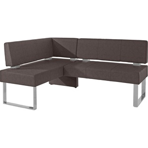 Eckbank HOME AFFAIRE Rab, braun (schlamm (argentina 1024), silberfarben), B:180cm H:88cm T:140cm, Polyester, Sitzbänke, in 2 Breiten (180 oder 200 cm), Bezug in verschiedenen Qualitäten, Topseller