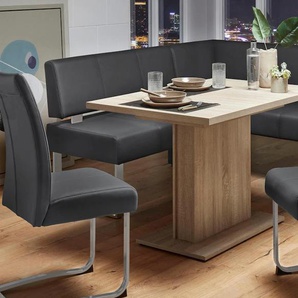 Eckbank HOME AFFAIRE Rab, schwarz (schwarz (ascona 1000), silberfarben), B:180cm H:88cm T:140cm, Polyester, Sitzbänke, in 2 Breiten (180 oder 200 cm), Bezug in verschiedenen Qualitäten, Topseller