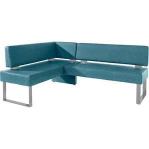 Eckbank HOME AFFAIRE Rab, blau (petrol (argentina 1119), silberfarben), B:200cm H:88cm T:160cm, Polyester, Sitzbänke, in 2 Breiten (180 oder 200 cm), Bezug in verschiedenen Qualitäten, Topseller