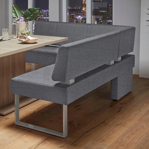 Eckbank HOME AFFAIRE Rab, grau (dunkelgrau (fantasy 8201), silberfarben), B:200cm H:88cm T:160cm, Polyester, Sitzbänke, in 2 Breiten (180 oder 200 cm), Bezug in verschiedenen Qualitäten, Topseller