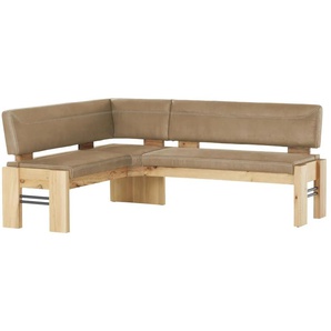 Eckbank massiv - beige - Materialmix - 203 cm - 90 cm - cm 163,0 | Möbel Kraft
