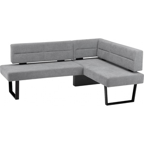 Eckbank SCHÖSSWENDER Sitzbänke Gr. B/H/T: 155 cm x 85 cm x 195 cm, Polyester, langer Schenkel links, grau (grau, metall schwarz lackiert) Eckbänke