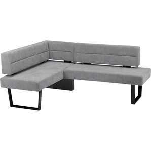 Eckbank SCHÖSSWENDER Sitzbänke Gr. B/H/T: 155 cm x 85 cm x 195 cm, Polyester, langer Schenkel rechts, grau (grau, metall schwarz lackiert) Eckbänke