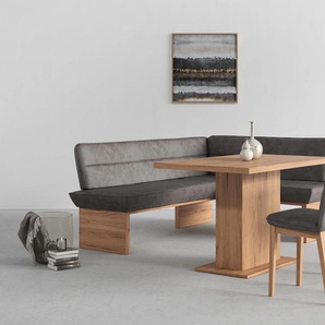 Eckbankgruppe HOME AFFAIRE Beluna + Cross Essecke Sitzgruppe Eckbank Küchenbank BESTSELLER, grau (dunkelgrau), B:210cm H:89cm T:169cm, Polyester, FSC-zertifiziertes Massivholz, FSC-zertifizierter Holzwerkstoff, Sitzmöbel-Sets, Sitzgruppe Esszimmer Stühle