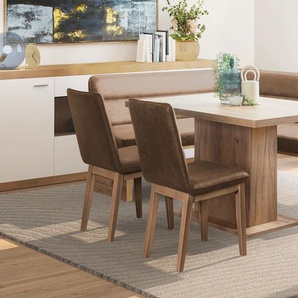 Eckbankgruppe HOME AFFAIRE Beluna + Cross Sitzmöbel-Sets Gr. B/H/T: 210 cm x 89 cm x 169 cm, Microfaser, langer Schenkel rechts, braun (cognac) Eckbankgruppen