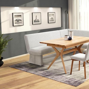 Eckbankgruppe HOME AFFAIRE London Sitzmöbel-Sets Gr. B/H/T: 240 cm x 90 cm x 172 cm, Strukturstoff-Struktur fein, langer Schenkel links, grau (hellgrau) Eckbankgruppen Eckbank mit Wellenunterfederung im Sitz, langer Schenkel Breite 240 cm