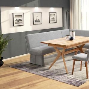 Eckbankgruppe HOME AFFAIRE London Sitzmöbel-Sets Gr. B/H/T: 240 cm x 90 cm x 172 cm, Strukturstoff-Struktur grob, langer Schenkel links, grau Eckbankgruppen Eckbank mit Wellenunterfederung im Sitz, langer Schenkel Breite 240 cm