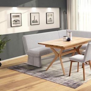 Eckbankgruppe HOME AFFAIRE London Sitzmöbel-Sets Gr. B/H/T: 240 cm x 90 cm x 172 cm, Strukturstoff-Struktur grob, langer Schenkel links, grau (hellgrau) Eckbankgruppen Eckbank mit Wellenunterfederung im Sitz, langer Schenkel Breite 240 cm