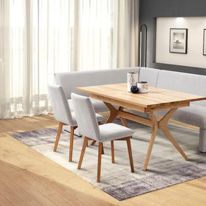 Eckbankgruppe HOME AFFAIRE London Sitzmöbel-Sets Gr. B/H/T: 240 cm x 90 cm x 172 cm, Strukturstoff-Struktur grob, langer Schenkel rechts, grau (hellgrau) Eckbankgruppen Eckbank mit Wellenunterfederung im Sitz, langer Schenkel Breite 240 cm