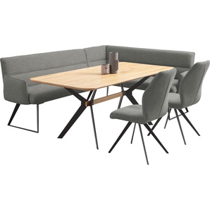 Eckbankgruppe HOME AFFAIRE Preston Sitzmöbel-Sets Gr. B/H/T: 227 cm x 88 cm x 178 cm, Microfaser, langer Schenkel links, grau (grau (duncan 7113), schwarz) Eckbankgruppen Moderne und bequeme Eckbankgruppe