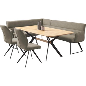 Eckbankgruppe HOME AFFAIRE Preston Sitzmöbel-Sets Gr. B/H/T: 227 cm x 88 cm x 178 cm, Struktur 1, langer Schenkel rechts, grau (taupe grey (capulet 4004), schwarz) Eckbankgruppen Moderne und bequeme Eckbankgruppe