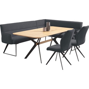 Eckbankgruppe HOME AFFAIRE Preston Sitzmöbel-Sets Gr. B/H/T: 227 cm x 88 cm x 178 cm, Struktur fein, langer Schenkel links, blau (grey blue (romeo 8002), schwarz) Eckbankgruppen Moderne und bequeme Eckbankgruppe
