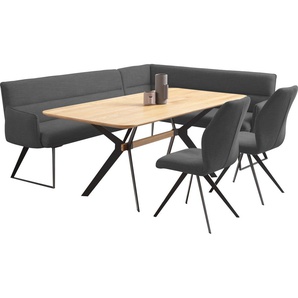Eckbankgruppe HOME AFFAIRE Preston Sitzmöbel-Sets Gr. B/H/T: 227 cm x 88 cm x 178 cm, Struktur fein, langer Schenkel links, grau (granit grey (romeo 8038), schwarz) Eckbankgruppen Moderne und bequeme Eckbankgruppe