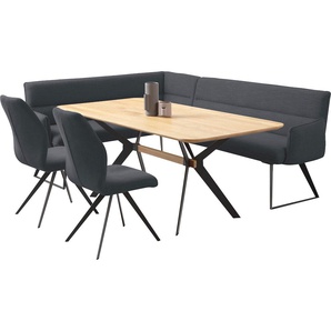 Eckbankgruppe HOME AFFAIRE Preston Sitzmöbel-Sets Gr. B/H/T: 227 cm x 88 cm x 178 cm, Struktur fein, langer Schenkel rechts, blau (grey blue (romeo 8002), schwarz) Eckbankgruppen Moderne und bequeme Eckbankgruppe