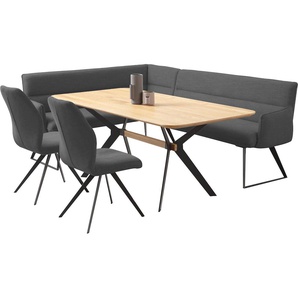 Eckbankgruppe HOME AFFAIRE Preston Sitzmöbel-Sets Gr. B/H/T: 227 cm x 88 cm x 178 cm, Struktur fein, langer Schenkel rechts, grau (granit grey (romeo 8038), schwarz) Eckbankgruppen Moderne und bequeme Eckbankgruppe