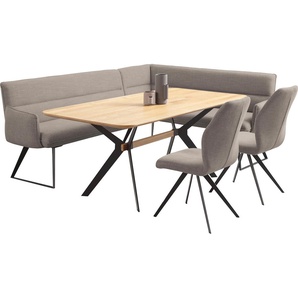 Eckbankgruppe HOME AFFAIRE Preston Sitzmöbel-Sets Gr. B/H/T: 227 cm x 88 cm x 178 cm, Strukturstoff, langer Schenkel links, grau (grau (giulia 9712), schwarz) Eckbankgruppen Moderne und bequeme Eckbankgruppe