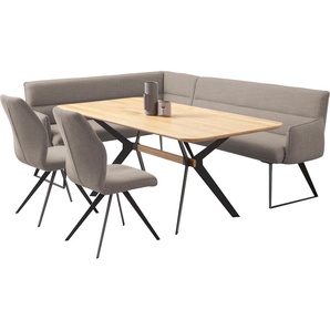 Eckbankgruppe HOME AFFAIRE Preston Sitzmöbel-Sets Gr. B/H/T: 227 cm x 88 cm x 178 cm, Strukturstoff, langer Schenkel rechts, grau (grau (giulia 9712), schwarz) Eckbankgruppen Moderne und bequeme Eckbankgruppe