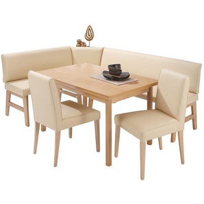 Eckbankgruppe HOME AFFAIRE Susanne Sitzmöbel-Sets Gr. B/H/T: 156 cm x 89 cm x 122 cm, Kunstleder, beige (buchefarben, creme) Eckbankgruppe Eckbankgruppen Sitzmöbel-Sets Eckbank langer Schenkel 156 oder 205 cm, wahlweise rechts links