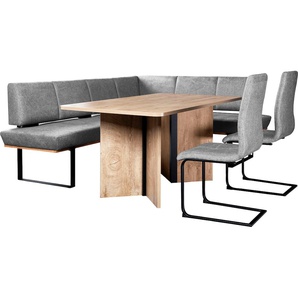 Eckbankgruppe HOME AFFAIRE Tristan Sitzmöbel-Sets Gr. B/H/T: 245 cm x 90,5 cm x 164 cm, Chenille, Langer schenkel links, grau (grau (pace 9403)) Eckbankgruppen Eckbank mit Wellenunterfederung im Sitz