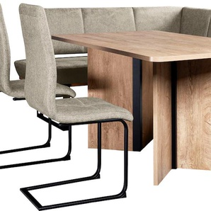 Eckbankgruppe HOME AFFAIRE Tristan Sitzmöbel-Sets Gr. B/H/T: 245 cm x 90,5 cm x 164 cm, Chenille, Langer schenkel recht, grau (hellgrau (pace 961)) Eckbankgruppen Eckbank mit Wellenunterfederung im Sitz