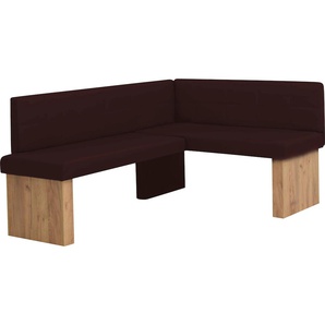 Eckbankgruppe MASSIVLINE & MORE Anna, braun (holzwerkstoff mit farbe sonoma eiche, lotos 5093 dunkelbraun, dunkelbraun, eichefarben), Kunstleder, Langer Schenkel links (169/130cm), Holzwerkstoff, Kunstleder, Sitzmöbel-Sets, mit 2 Stühlen mit massiven
