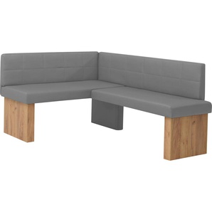 Eckbankgruppe MASSIVLINE & MORE Anna, braun (holzwerkstoff mit farbe sonoma eiche, lotos 5311 grau, grau, eichefarben), Kunstleder, Langer Schenkel rechts (130/169cm), Holzwerkstoff, Kunstleder, Sitzmöbel-Sets, mit 2 Stühlen mit massiven Gestell