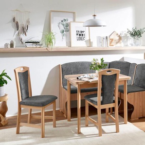 Eckbankgruppe SCHÖSSWENDER Jena Sitzmöbel-Sets Gr. B/H/T: 144 cm x 89 cm x 43 cm, Polyester, Eckbank ist umstellbar-Tisch mit Auszug, grau (holzwerkstoff artison oak dekor, matrix 17 dk grey, grau) Eckbankgruppen stabiles Gestell, Eckbank ist