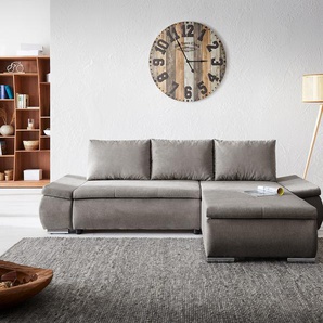 Eckcouch Abilene 260x175 cm Khakibraun Schlaffunktion Ottomane variabel, Schlafsofas
