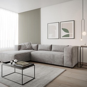 Eckcouch Brom 260x175 cm Mikrofaser Grau Recamiere links, Ecksofas