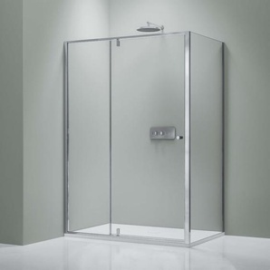 Eckdusche Bernstein NT606 FLEX Drehtür an Festfeld 6 mm Nano Klarglas Türelement 100 cm x Glas 110 cm Chrom