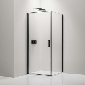 Duschkabine Bernstein Eckdusche Nano 6mm Echtglas EX416S Schwarz 90x90x195cm